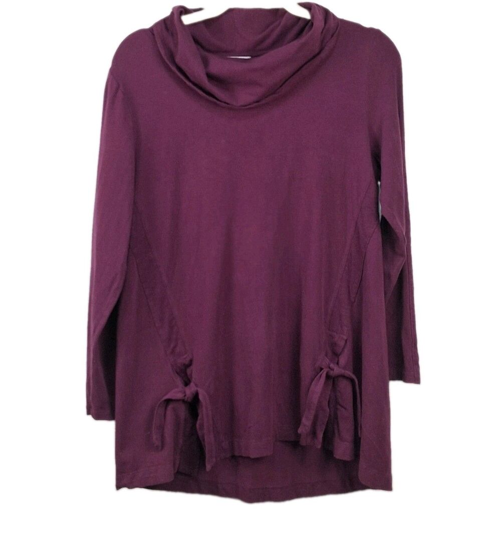 Relaxed Artsy Raspberry Cowl Neck Tie Detail Top Habitat Clothes Sz S Lagenlook